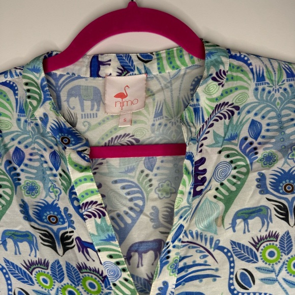 Nimo With Love Cotton Print Kaftan Midi Dress with Tassel - Picture 6 of 10